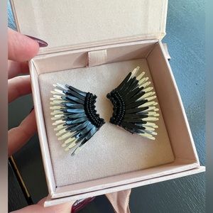 Mignonne Gavigan Mini Madeline Earrings Black Silver / never been worn! w/ box